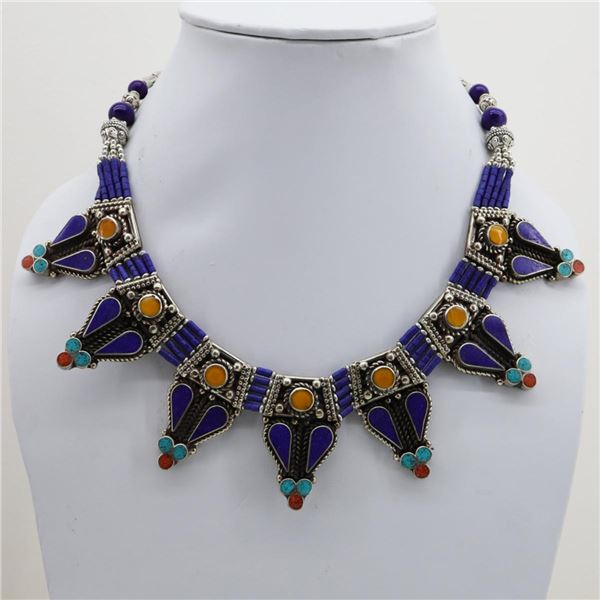 Tibet Natural Stone Tribal Queen Royal Necklace