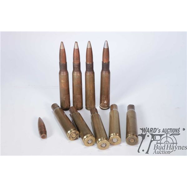 Four live .50 cal rounds and 6 spent cartridges