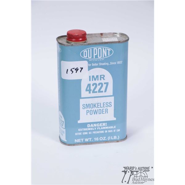 One full 1 lb container IMR 4227 smokeless powder
