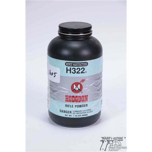 One full 1 lb container Hodgdon H322 smokeless powder