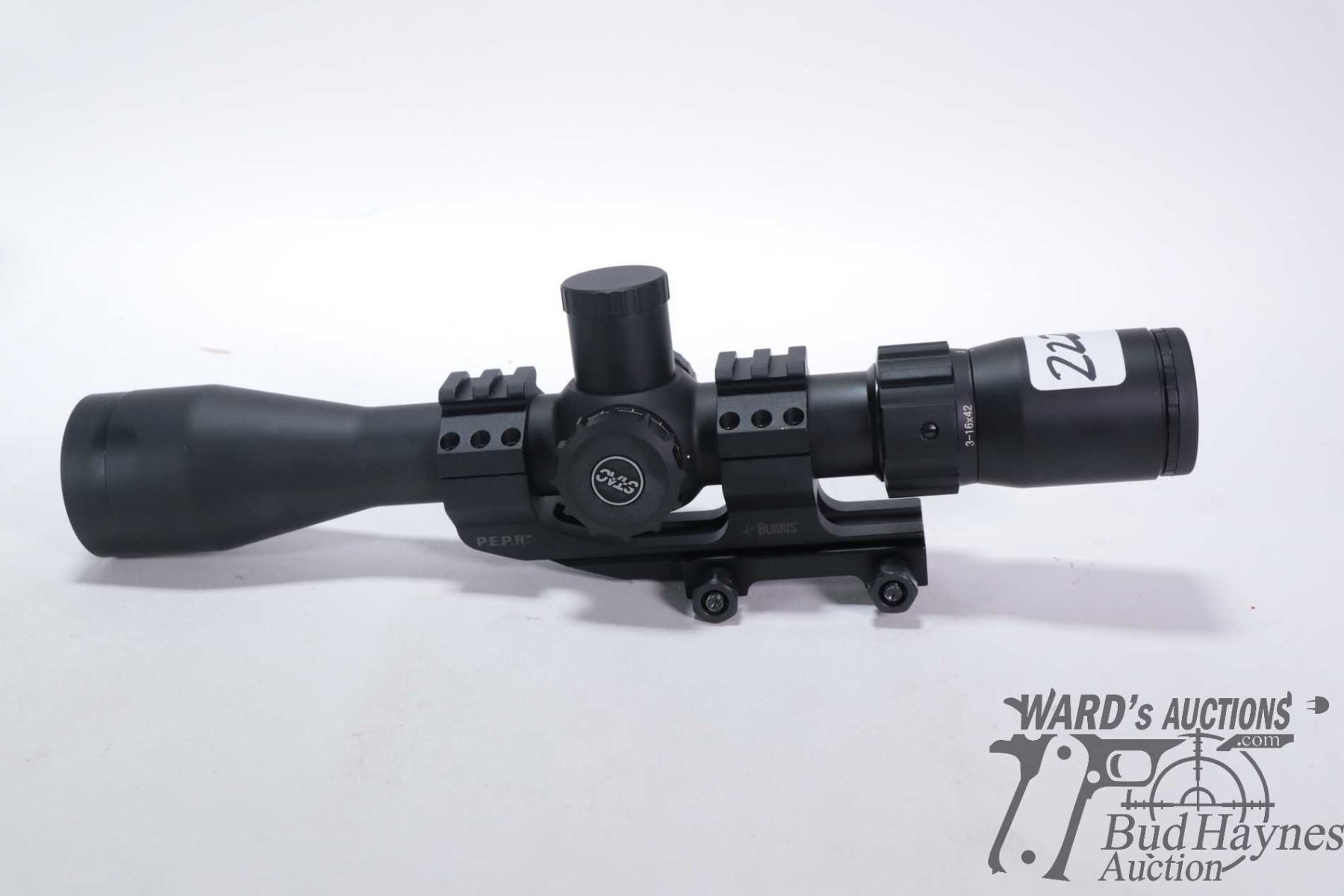 Sightron 3-16X42 scope, serial no. 93JIL0042. Fitted to Burris P.E.P.R ...