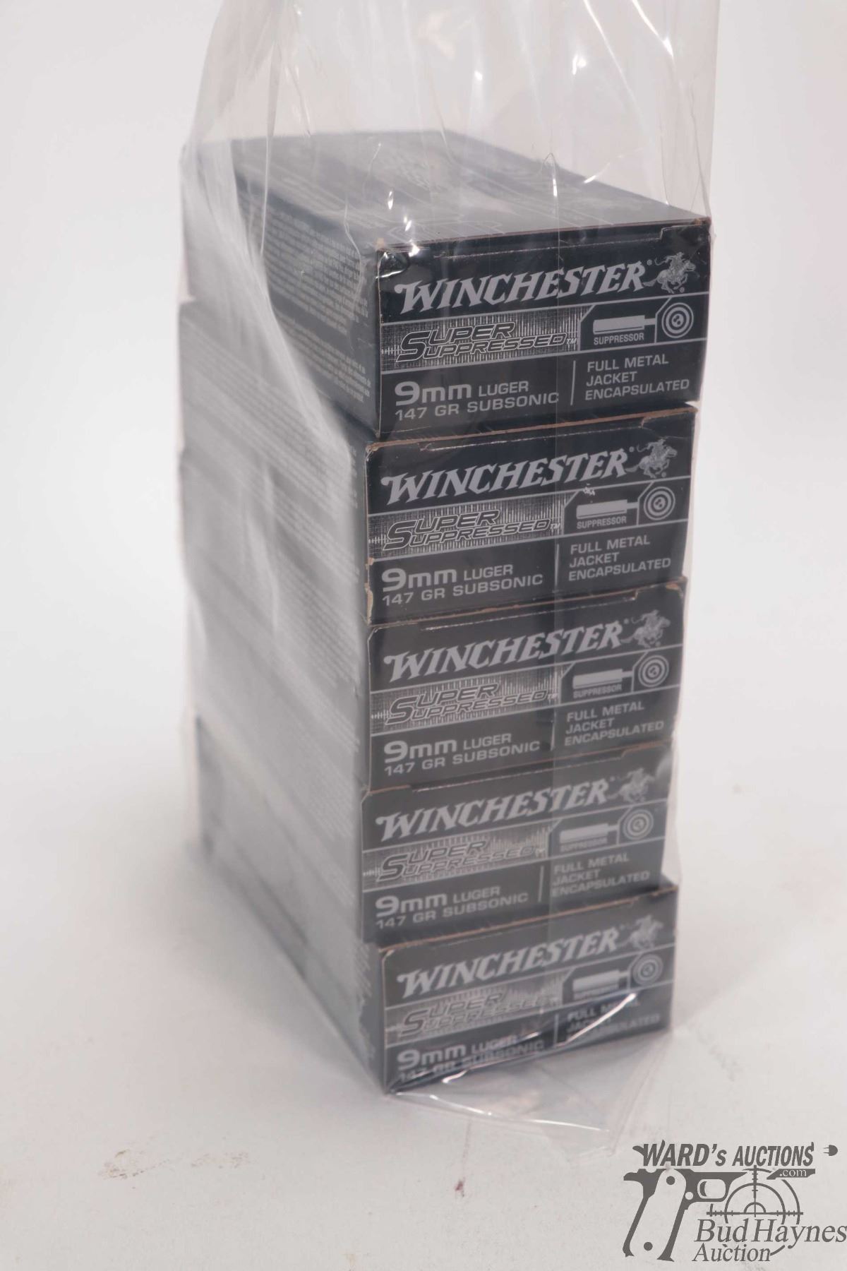 Five full 50 count boxes of Winchester Super Supressed 9mm, 147 grain ...
