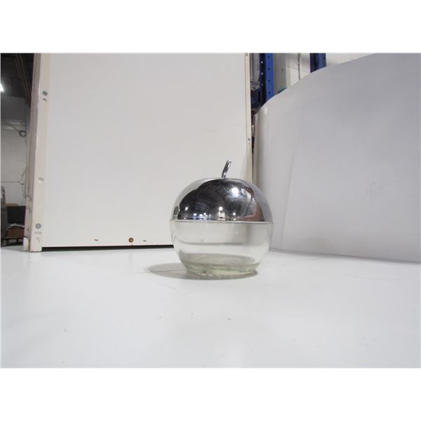 Chrome and Glass Apple Sugar Bowl