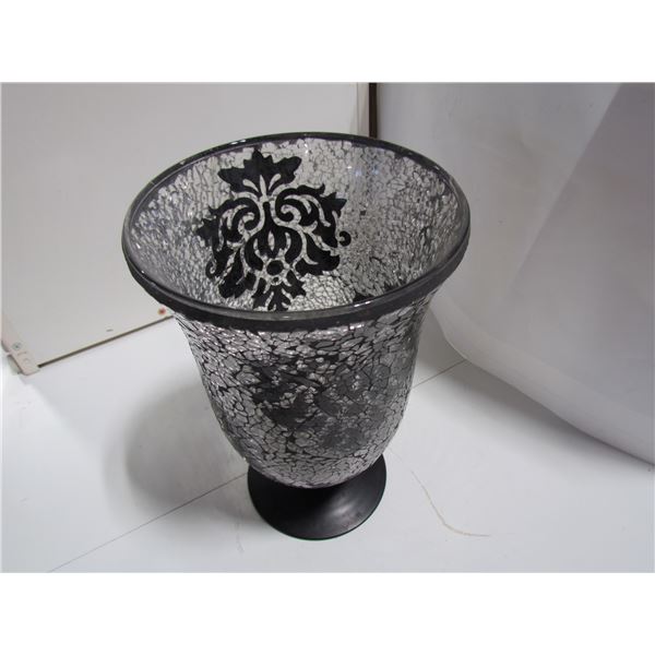 Mosiac Blackened Glass Vase