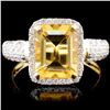 Image 2 : 2ct Citrine & 0.52ctw Diamond Ring in 14K Gold