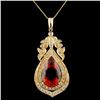 14K Gold 14.50ct Citrine & 1.67ctw Diam Pendant