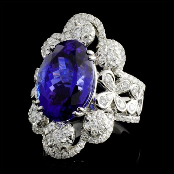 8.23ct Tanzanite & 1.43ct Diam Ring in 18K Gold