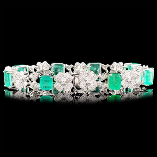 17.70ct Emerald & 2.16ctw Diam Bracelet 18K Gold