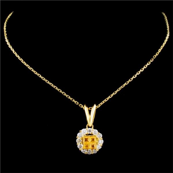 18K Gold Pendant 0.36ctw Sapphire & 0.43ctw Diam