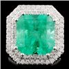 Image 2 : 9.68ct Emerald and 3.78ctw Diam Ring in 18K Gold