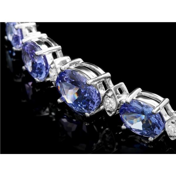 12.00ct Tanzanite & 0.70ct Diam Bracelet in 14k Go