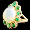 Image 1 : Opal and Diamond Ring in 18K Gold, 7.29ct and 0.58