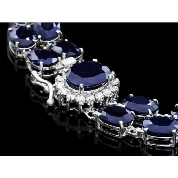 50ct Sapphire & 0.55ct Diamond Bracelet in 14k Gol