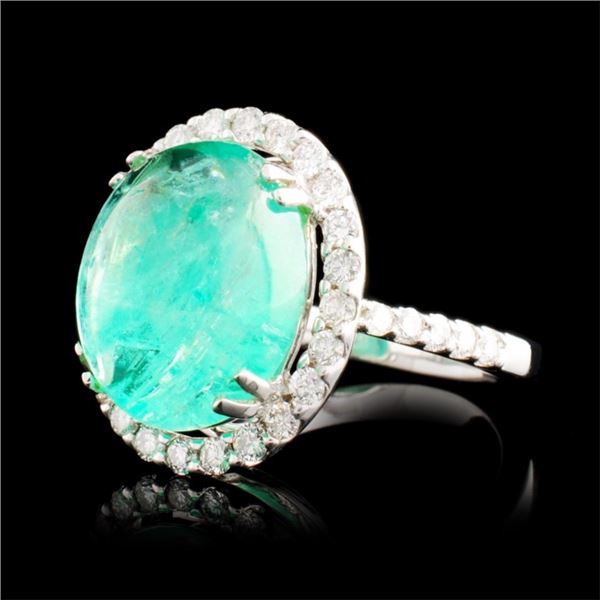 7.35ct Emerald & 0.81ctw Diam Ring in 18K Gold