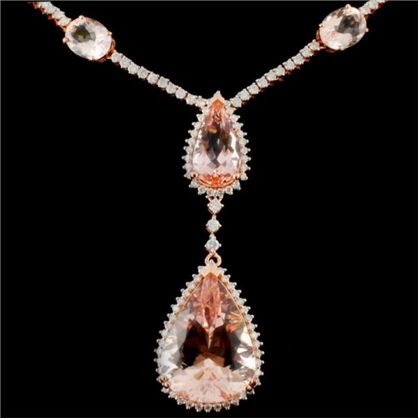 23.45ct Morganite & 3.86ctw Diam in 14K Rose Gold