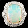 Image 2 : Opal & Diamond Ring: 8.34ct & 1.30ctw in 18K Gold