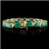 Image 1 : 14K Gold Bracelet w/ 30ct Emerald & 1.5ct Diamond