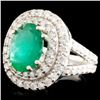 Image 1 : 2.32ctw Diamond & 3.69ct Emerald Ring in 14K Gold