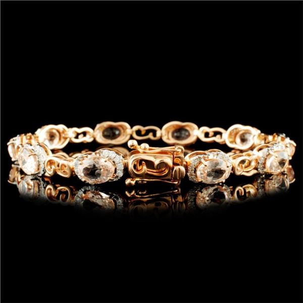 6.95ct Morganite & 0.75ctw Diam Bracelet 14K Gold