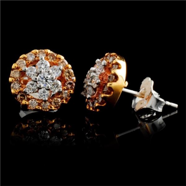 Fancy Color Diam Earrings 14K Rose Gold 0.75ctw