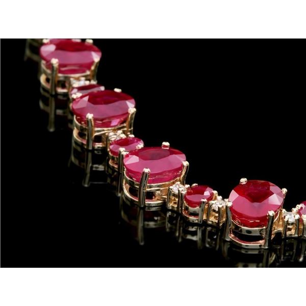 54.00ct Ruby & 2.00ct Diam Necklace in 14k Gold