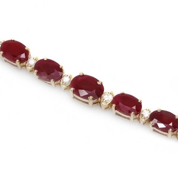 15ct Ruby & 0.5ct Diamond Bracelet in 14k Gold