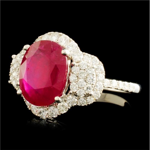 5.00ct Ruby & 1.03ctw Diamond Ring in 14K Gold