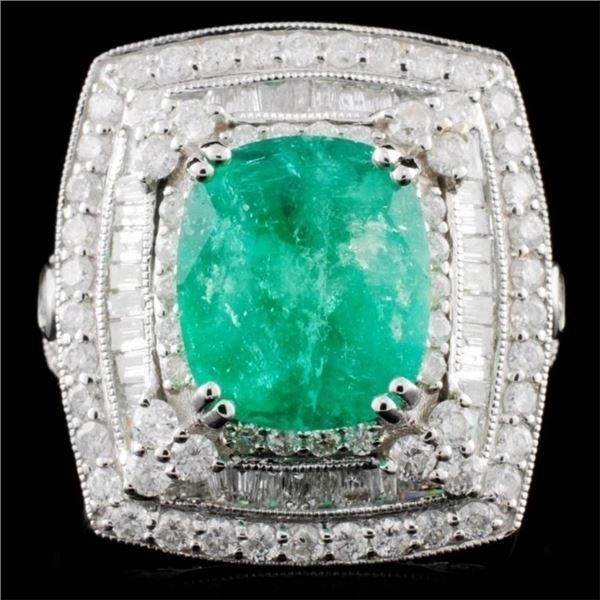 3.24ct Emerald & 1.58ctw Diam Ring in 18K WG