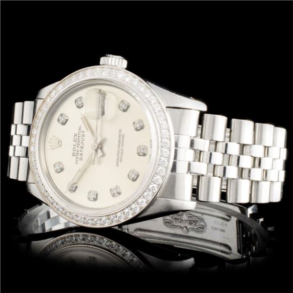 36mm Diamond Rolex SS DateJust Watch