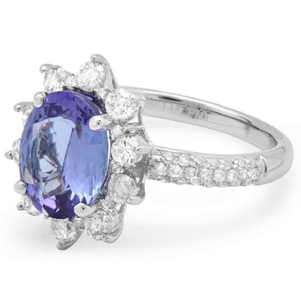 14K Gold Ring with 2.50ct Tanzanite & 1.00ct Diam