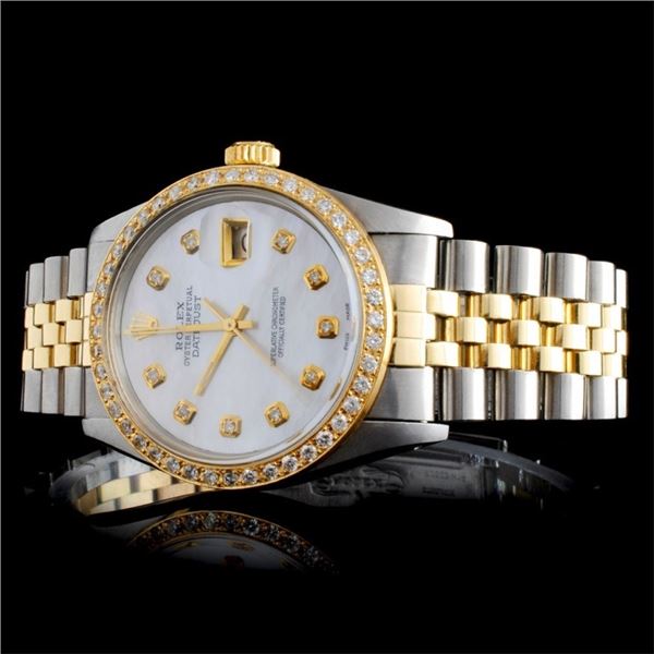 36MM Rolex DateJust Watch with Diamonds in YG/SS