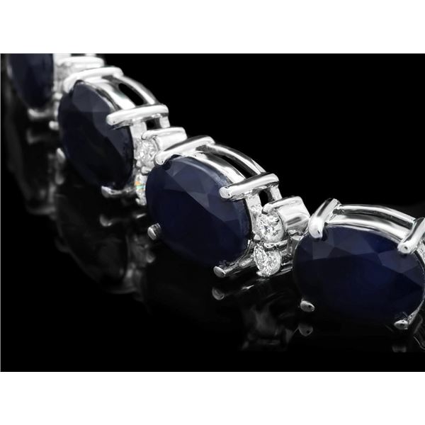 40ct Sapphire & 1.50ct Diamond Bracelet 14k Gold
