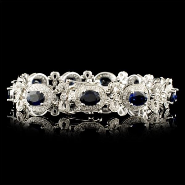 18K Gold Bracelet 10.28ct Sapphire & 1.76ctw Diam