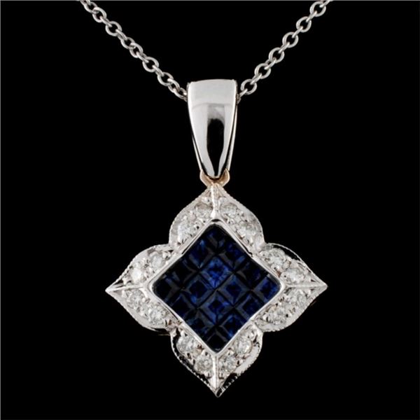 18K Sapphire & Diamond Pendant 0.91ctw