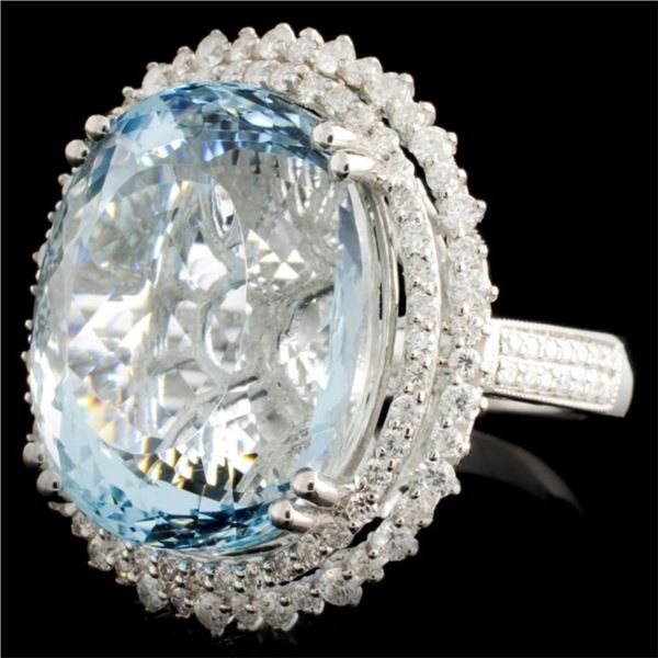 18K Aquamarine & Diamond Ring- 25.02ct & 1.24ctw