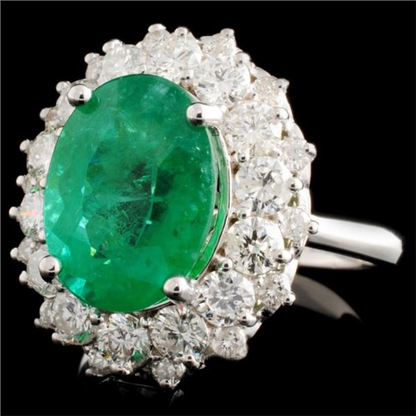 14K Gold Ring 4.48ct Emerald & Diamond 1.71ctw