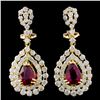 Image 2 : 18K Gold Ruby 2.02ct and Diamond Earrings 2.76ct