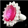 Image 1 : 14K Gold Ring with 10.19ct Rubellite & 3.05ctw Dia