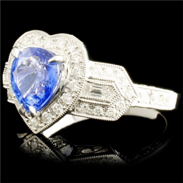 2.01ct Sapphire & 0.80ctw Diam Ring in 18K Gold