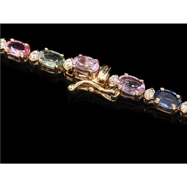 Sapphire 32ct & Diamond Necklace 1.50ct: 14k Gold