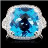 Image 2 : 8.74ct Topaz & 0.25ctw Diamond Ring in 18K Gold