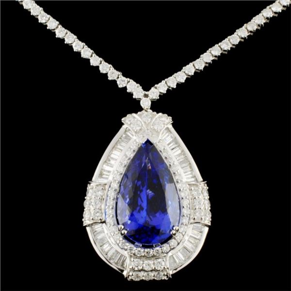 18K Gold Necklace 9.76ct Tanzanite & 5.09ctw Diam