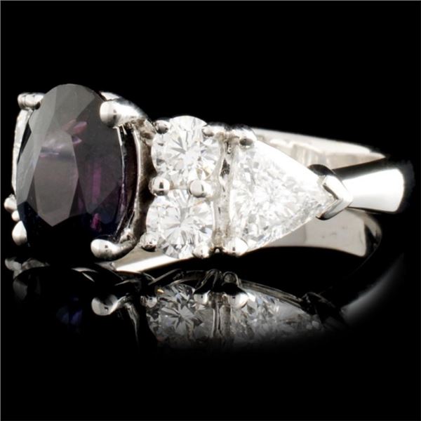 3.08ct Alexandrite & 2.16ctw Diam Ring in 18K Gold