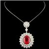 Image 1 : 18K Gold Pendant 6.96ct Rhodonite & 2.79ctw Diam