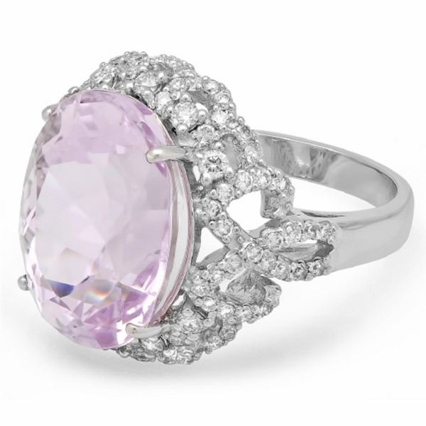 14K Gold Ring: 14.50ct Kunzite & 1.00ct Diamond