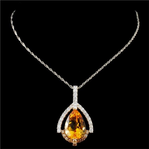 5.15ct Citrine & 0.71ctw Diam Pendant in 14K Gold