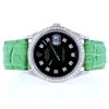 Image 2 : Black Green 36MM Rolex DateJust with Diamonds