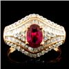 Image 2 : 0.84ct Ruby & 0.60ctw Diamond Ring, 18K Gold