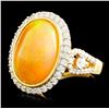 Image 1 : 7.87ct Opal & 1.02ctw Diamond Ring in 18K Gold