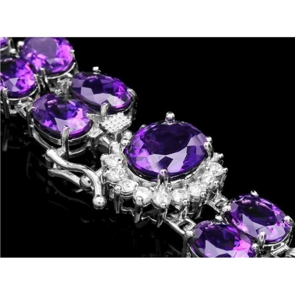 14k Gold Bracelet w/ 45ct Amethyst & 0.50ct Diam